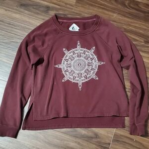Volcom Maroon Sweatshirt with Intricate Mandala